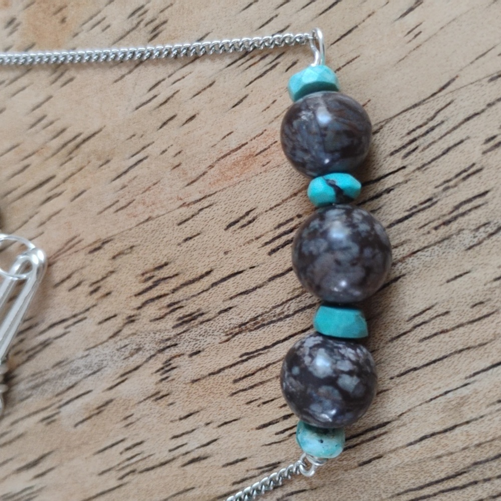 Kingman Turquoise and Jasper Necklace - Picture 4 of 10